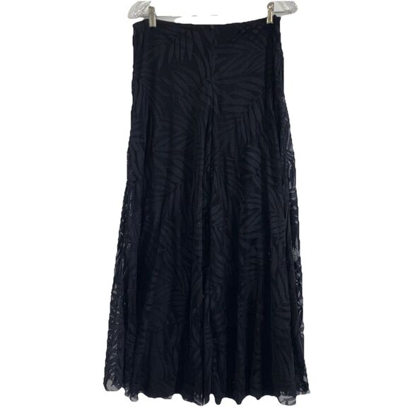 DANCE AMERICA L Wide Leg Black Lace Shimmery Dress Evening Pants Stretch Lined - Picture 2 of 8